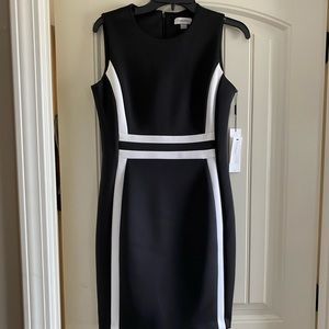 Structured black and white Calvin Klein dress